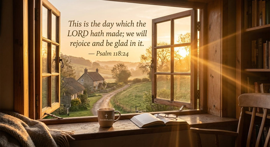 An open window with warm golden morning light pouring in and a coffee cup on the windowsill