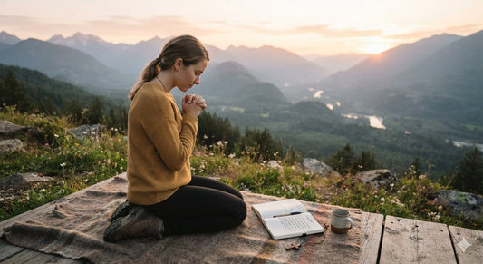 Person sitting quietly in prayer Philippians 4:6 do not be anxious about anything