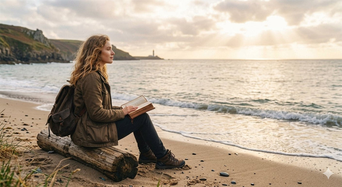 Woman reading the Bible on the beach how to start reading the Bible for beginners
