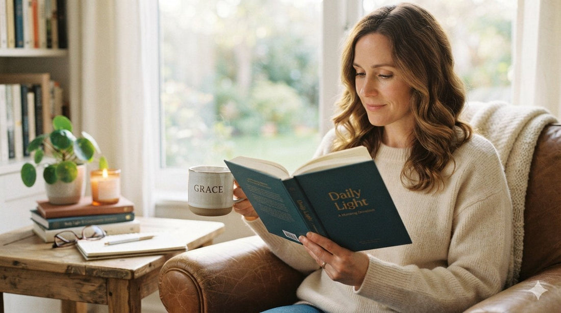 Woman reading a daily devotional with coffee how to build a devotional habit