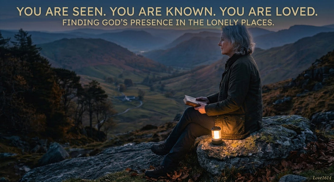 Christian encouragement graphic about dealing with loneliness and faith, Love1614