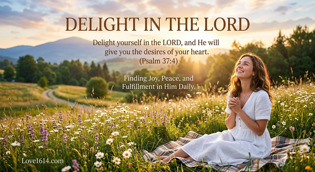 Christian devotional graphic about Psalm 37:4 and delighting in the Lord, Love1614