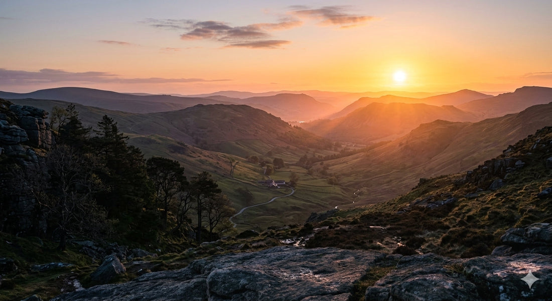 A sunrise breaking over a partly shadowed landscape, symbolizing a work in progress and God's ongoing faithfulness