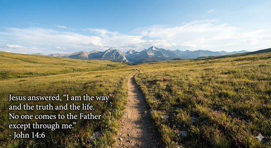 A single narrow path cutting through a vast open landscape with wide sky, feeling of clarity and direction