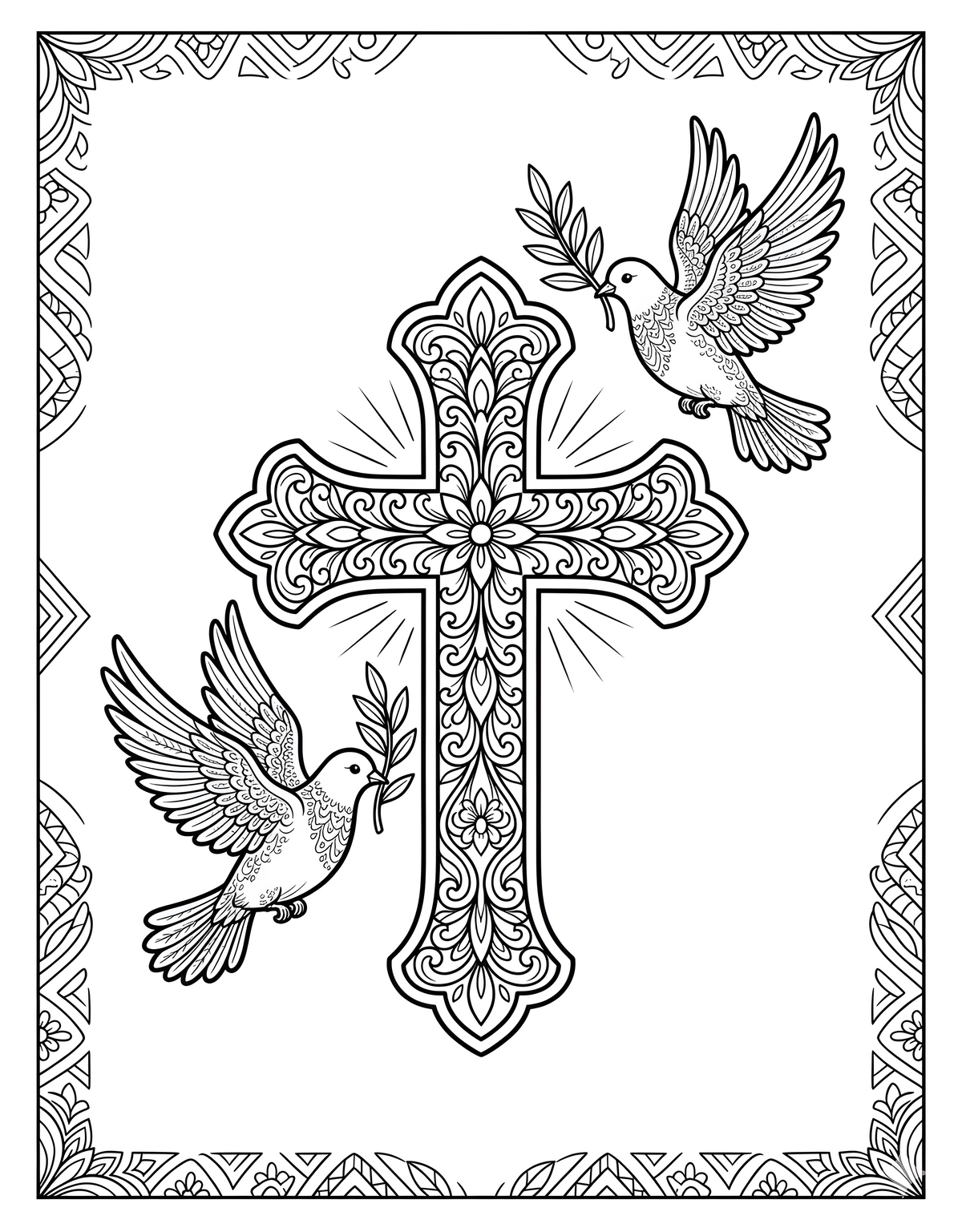 Sample coloring page from Do Everything in Love showing a detailed faith-inspired scene