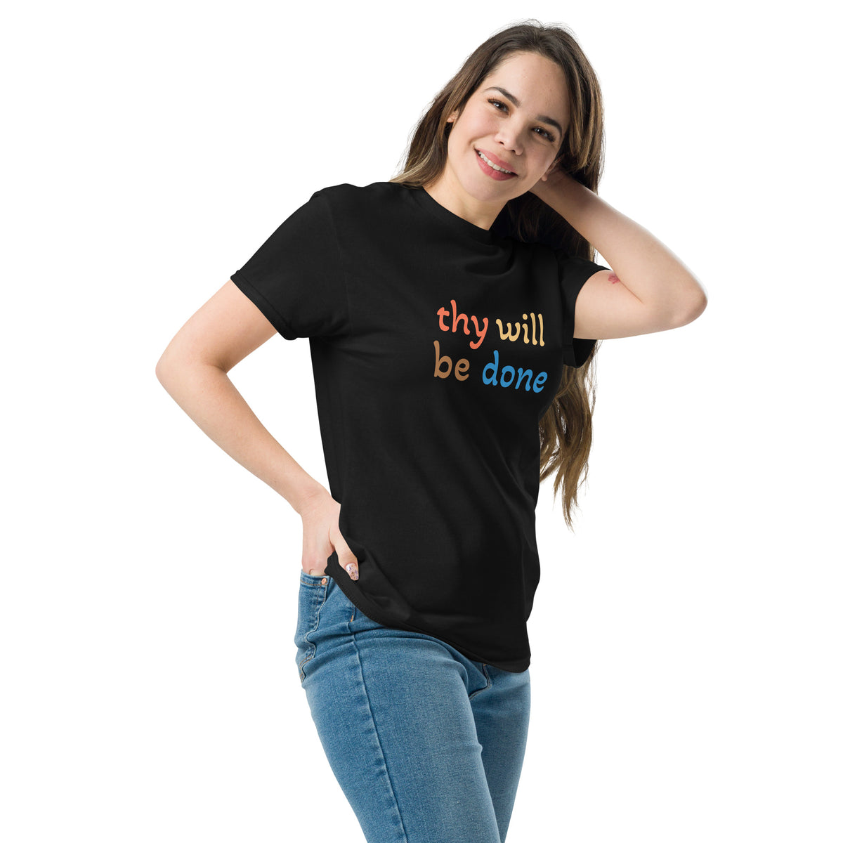 Woman wearing Thy Will Be Done faith tee by Love1614