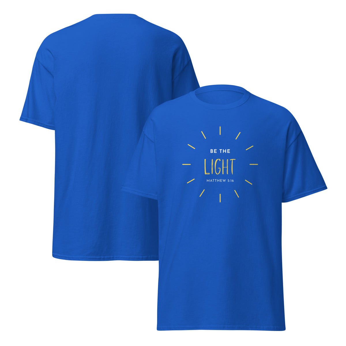 Be The Light T-Shirt in blue, front flat view