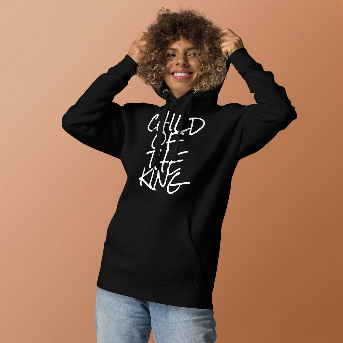 Child of the King Christian hoodie in black with white front print from Love1614